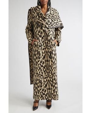 Brandon Maxwell The Demi Double Breasted Virgin Wool Coat With Scarf - Multicolor