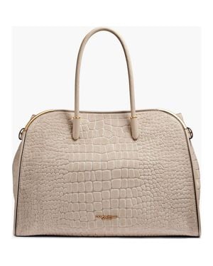 Donna Karan Satin Croc-Effect Suede Tote - Natural