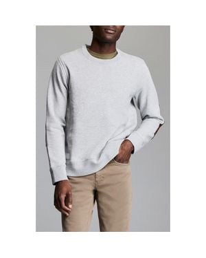 Billy Reid Dover Crewneck Sweatshirt With Leather Elbow Patches - Gray