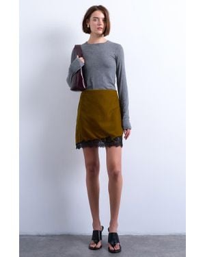 TOPSHOP Velvet Lace Trim Miniskirt - Multicolor