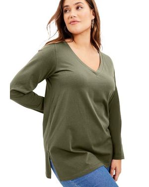 June + Vie Long-Sleeve V-Neck One + Only Tunic - Green
