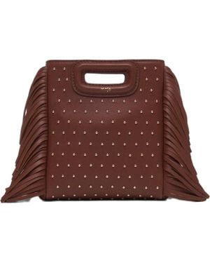 Maje Leather M Mini Bag With Studs - Brown
