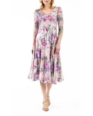 Komarov Rose Lace Sleeve Charmuesedress - Red