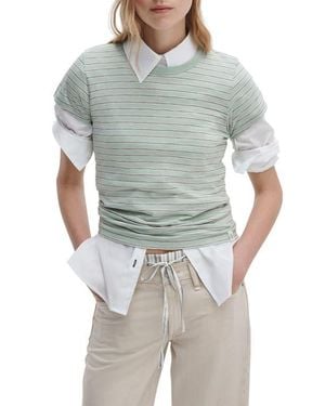 Rag & Bone The Slub Stripe T-Shirt - Gray