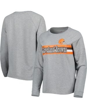 Outerstuff Juniors Heathered Cleveland Browns All Striped Up Raglan Long Sleeve T-Shirt - Gray