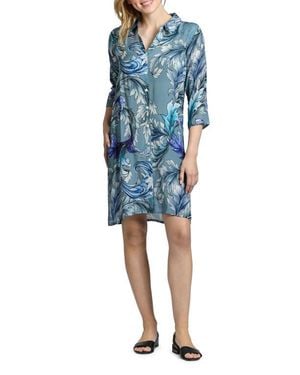 Apny Cupro Blend Shirtdress - Blue