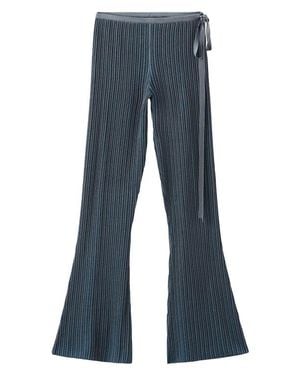 Mango Ribbed Flare Leg Pants - Blue