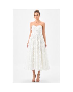 Bariano Adela Sweetheart Petal Midi - White