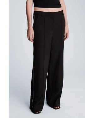 Kenneth Cole High Waist Pintuck Wide Leg Pants - Black