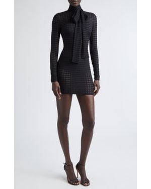 LAQUAN SMITH Cross Grain Long Sleeve Minidress - Black