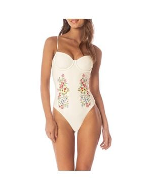 Maaji Flowering Vines Underwire Lace-Up One-Piece Swimsuit - White