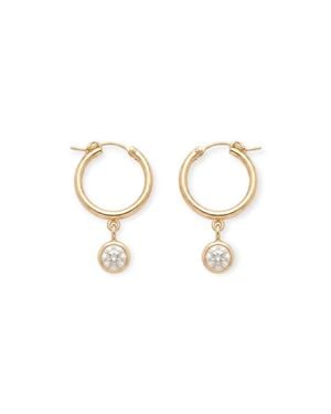 Cuffed By Nano Bezel Stone Drop 14K Filled Hoops - Metallic