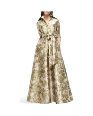 After Six Sabine Metallic Floral Shirtdress Gown - Multicolor