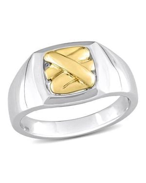 Julianna B Crossover Motif Signet Ring 14K - Metallic