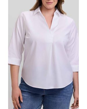Foxcroft Cleo Pleated Cotton Blend Shirt - Purple