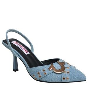 TRUE RELIGION Sade Metal Buckle Logo Heel - Blue
