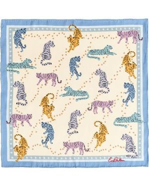 Lost Pattern Neon Tigers Silk Pocket Square - Metallic