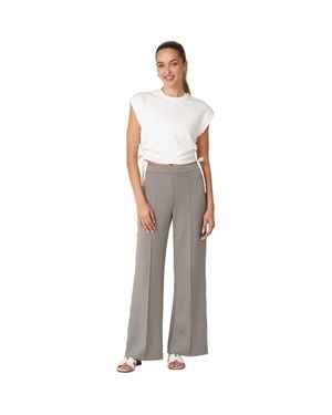 Rebody Active Madison Pintuck Wide Leg Scuba Knit Pant 30 - Gray
