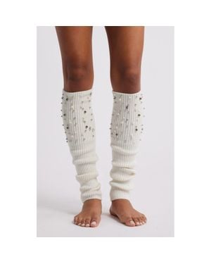 High Heel Jungle Blake Embellished Leg Warmers - White