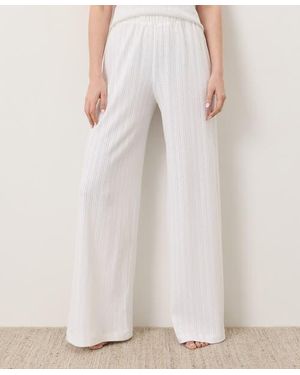 Pact Organic Cotton Pointelle Wide Leg Pant - White
