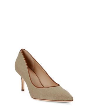 Ralph Lauren Lanette Washed Canvas Pointed Toe Pump - Brown