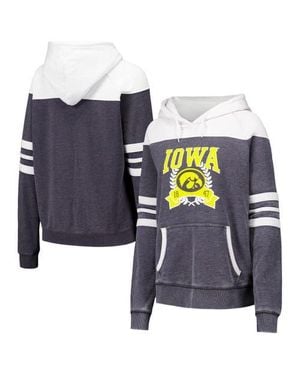 Camp David Iowa Hawkeyes Blitz Striped Blocked Raglan Pullover Hoodie - Blue