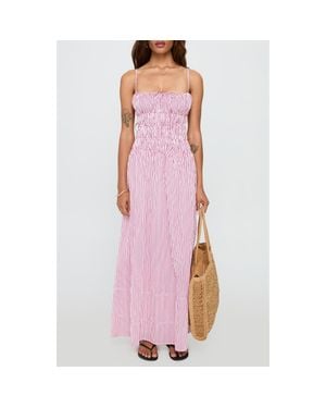 Princess Polly Loralei Stripe Shirred Sleeveless Maxi Dress - Pink
