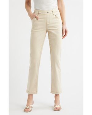 Hue Crosshatch Denim Straight Leg Leggings - Natural