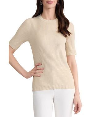 Jones New York Sutton Crewneck Short Sleeve Sweater - Natural