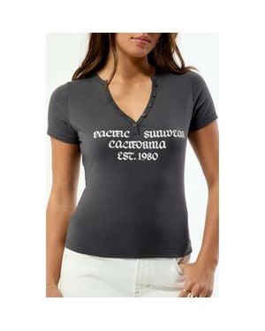 PacSun Logo Henley T-Shirt - Gray