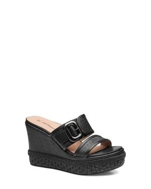Johnston & Murphy Addison Buckle Platform Wedge Slide Sandal - Black