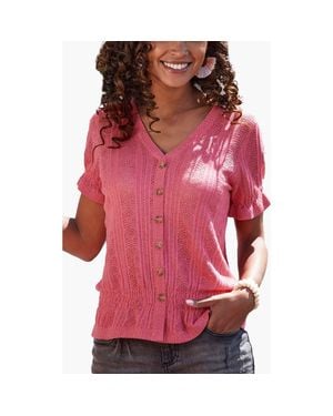 Lascana Short Sleeve Open Knit Top - Red