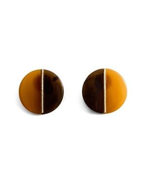 Mango Round Resin Drop Earrings - Brown