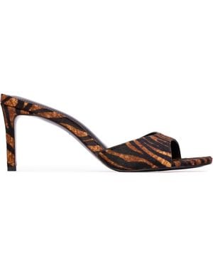 Black Suede Studio Freddie 70 Fur Mule - Brown