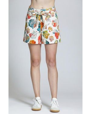 Apny Coastal Tie Waist Shorts - Multicolor