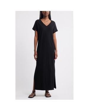 Treasure & Bond Cotton V-Neck Maxi Dress - Black