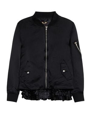 Comme des Garçons Ruffle Hem Satin Bomber Jacket - Black