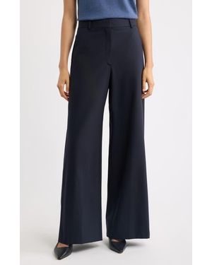 Theory Stretch Wool Wide Leg Pants - Blue