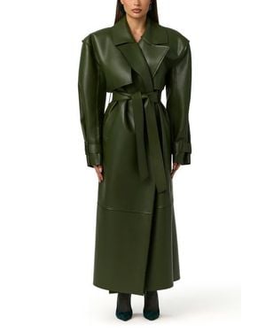 Naked Wardrobe Faux Leather Trench Coat - Green