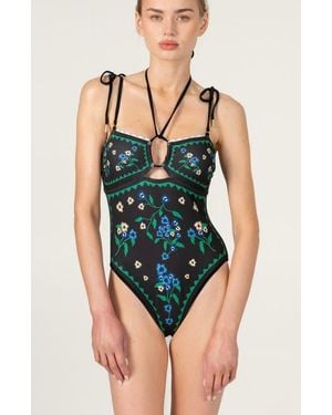 Jessie Zhao New York Midnight Zebra Reversible One Piece Swimsuit - Blue