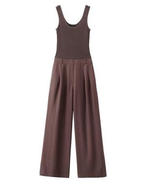 Mango Mixed Media Jumpsuit - Brown