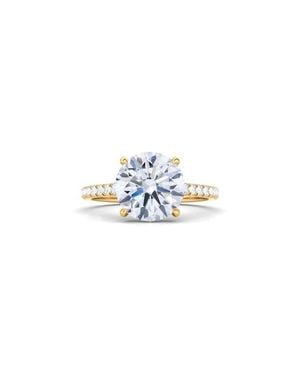 HauteCarat Round Brilliant Cut Pavé Lab Grown Diamond Ring - Blue
