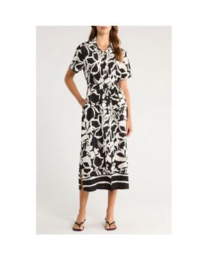 MELLODAY Printed Shirtdress - Black