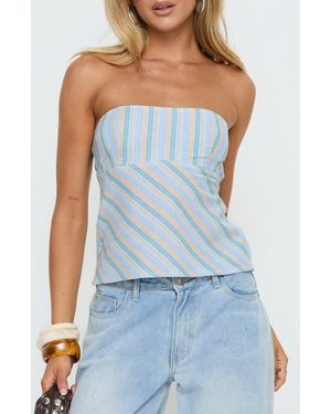 Princess Polly Elery Smocked Strapless Top - Blue
