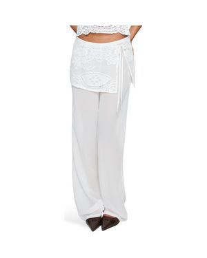 Princess Polly Claudie Layered Lace Straight Leg Pants - White