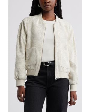 Caslon Tweed Bomber Jacket - White