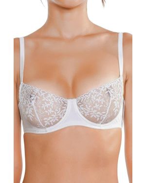 Huit Amoureuse Embroidered Lace Underwire Bra - White