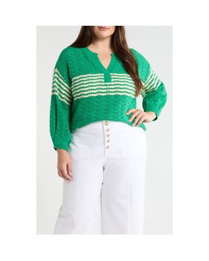 Wit & Wisdom Wave Pointelle Sweater - Green