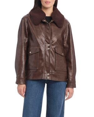 Sanctuary Faux Leather Bomber Jacket - Brown