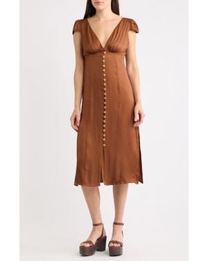 FARM Rio Rio Mixed Scarf Print Voile Dress - Brown